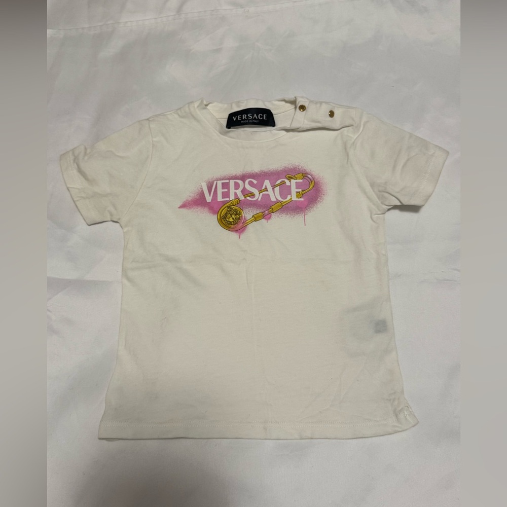 Versace Kids Tee with Pink and Gold Design